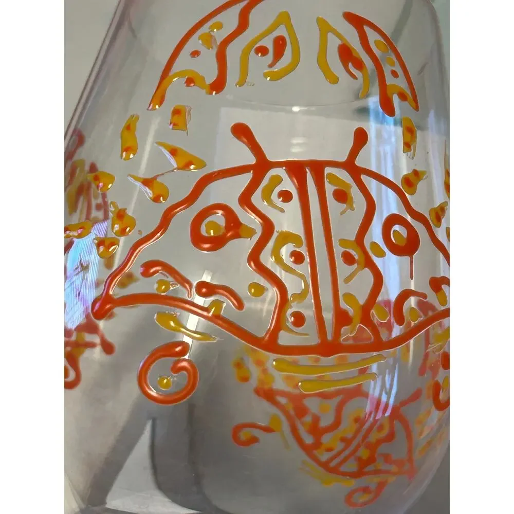 Izzy Oliver Impasta Impressions hand painted 15 oz wine glass crab design